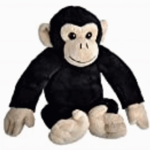 A Stuffed Monkey Is Sitting On A White Background . GIF