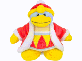 A Stuffed Penguin Wearing A Red And Yellow Coat And Hat GIF