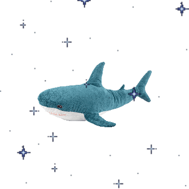 A Stuffed Shark Is Surrounded By Stars And Dots GIF