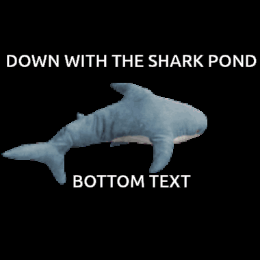 A Stuffed Shark With A Caption That Says Down With The Shark Pond Bottom Text GIF