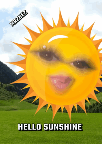A Sun With A Face And The Words Hello Sunshine GIF