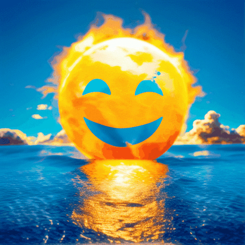 Smiley Sun In Ocean GIF