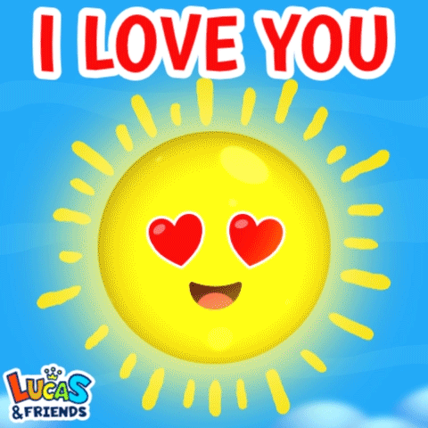 A Sun With Hearts In Its Eyes And The Words I Love You Above It GIF