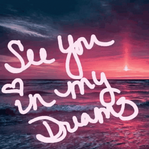 A Sunset Over The Ocean With The Words See You In My Dreams Written On It GIF
