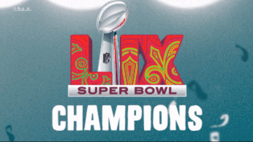 A Super Bowl Champions Logo With A Football On Top GIF