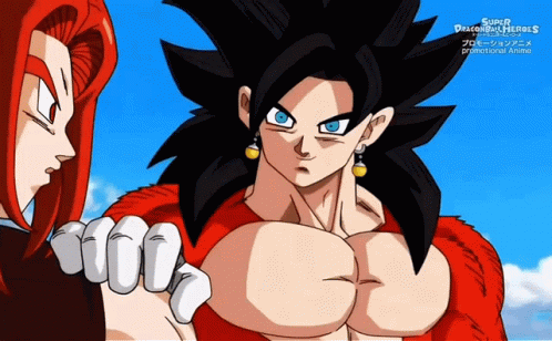 A Super Dragon Ball Heroes Advertisement Shows A Red And Black Character GIF
