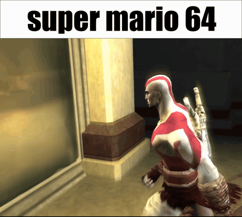 a super mario 64 poster with a video game character on it