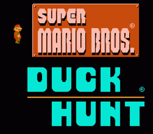 A Super Mario Bros Duck Hunt Game Is Being Played On A Black Background GIF