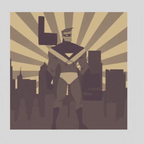 A Superhero With The Letter L On His Chest GIF