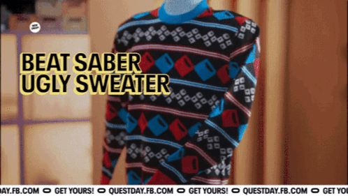 A Sweater That Says Beat Saber Ugly Sweater GIF