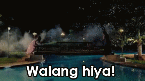 A Swimming Pool With The Words " Walang Hiya " On The Bottom GIF