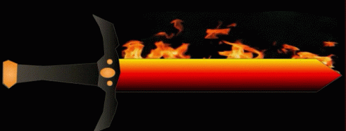 A Sword With Fire Coming Out Of It 'S Blade GIF