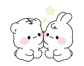 a teddy bear and a bunny are sitting next to each other on a white background .