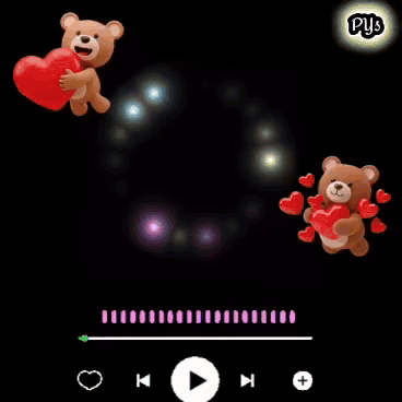 A Teddy Bear Holding A Red Heart Is Surrounded By Teddy Bears Holding Hearts And A Megaphone GIF