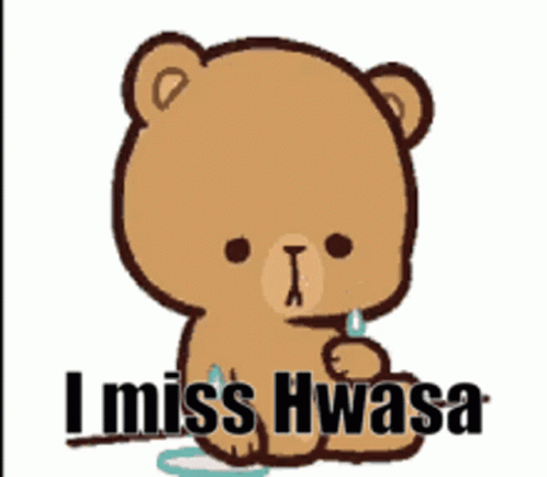 A Teddy Bear Is Crying With The Words I Miss Hwasa Below It GIF