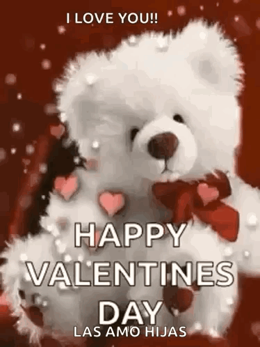 A Teddy Bear Is Holding A Heart And Says `` I Love You ! '' GIF