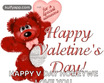 A Teddy Bear Is Holding A Heart Shaped Balloon That Says " For A Special Someone " GIF