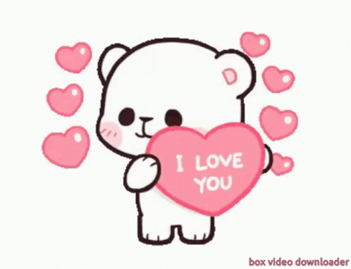 A Teddy Bear Is Holding A Pink Heart That Says I Love You GIF