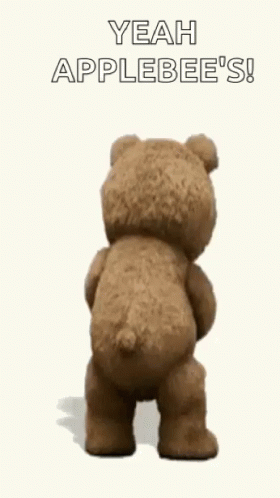 A Teddy Bear Is Holding A Shaker And Saying `` Yeah Applebee 'S ! '' GIF