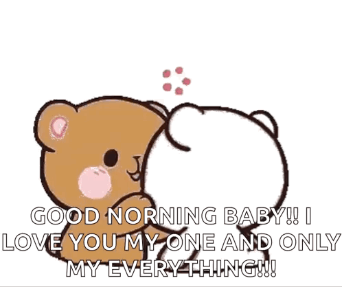 A Teddy Bear Is Hugging Another Teddy Bear With Hearts Around Them And Says Good Morning Baby ! GIF