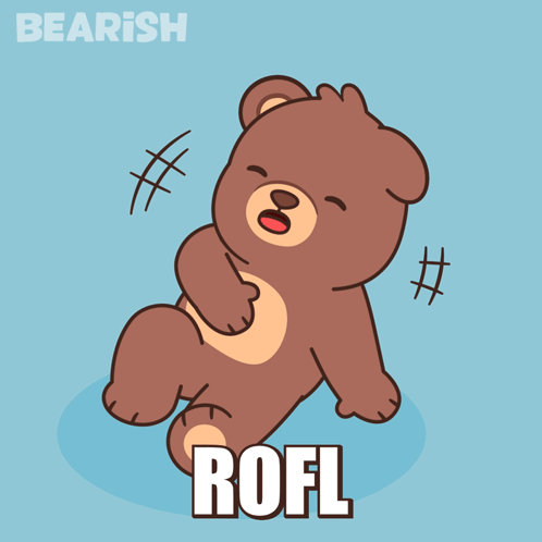 A Teddy Bear Is Laying On Its Back With The Word Rofl Above It GIF