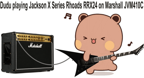A Teddy Bear Is Playing A Guitar Next To A Marshall Amp GIF