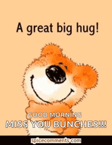 A Teddy Bear Is Smiling And Saying `` From Me ... To You ! `` Good Morning Miss You Bunches ! '' GIF