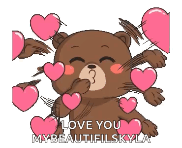 A Teddy Bear Is Surrounded By Pink Hearts And Says I Love You GIF