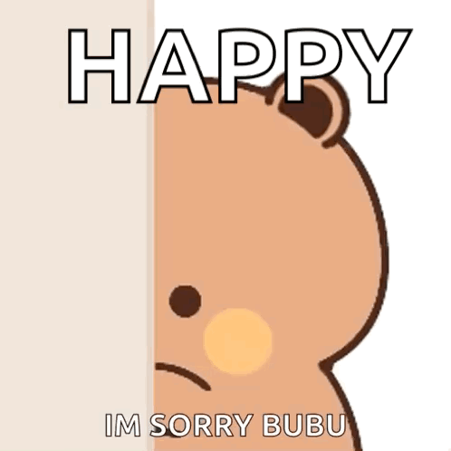 Teddy Bear Peeking Out Behind Wall With Sorry Bubu GIF