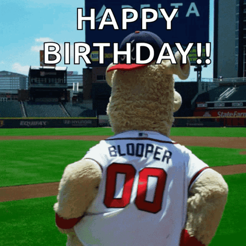 A Teddy Bear Wearing A Jersey With The Number 00 On It GIF