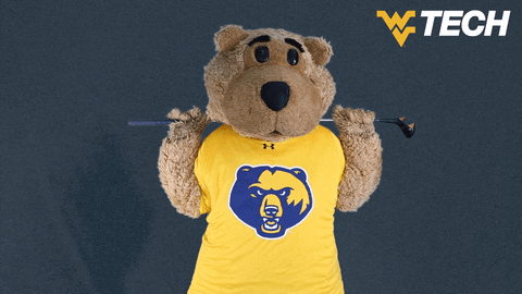 A Teddy Bear Wearing A Yellow Shirt With A Blue Bear On It GIF