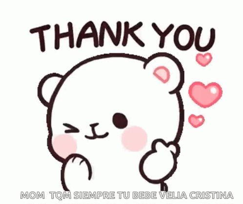 A Teddy Bear With Hearts And The Words Thank You GIF