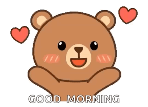A Teddy Bear With Hearts Around It And The Words Good Morning Written Below It GIF