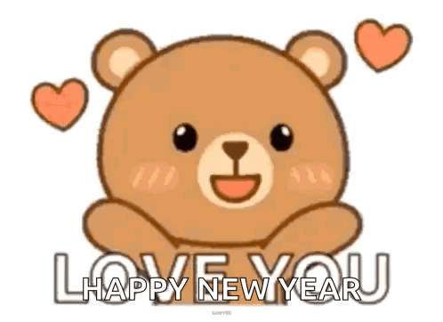 A Teddy Bear With Hearts Around Its Head And The Words `` Love You '' . GIF