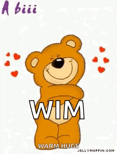 a teddy bear with its arms outstretched is holding a card that says `` a big hug from me to u '' .