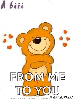 A Teddy Bear With Its Arms Outstretched Is Hugging Someone . GIF