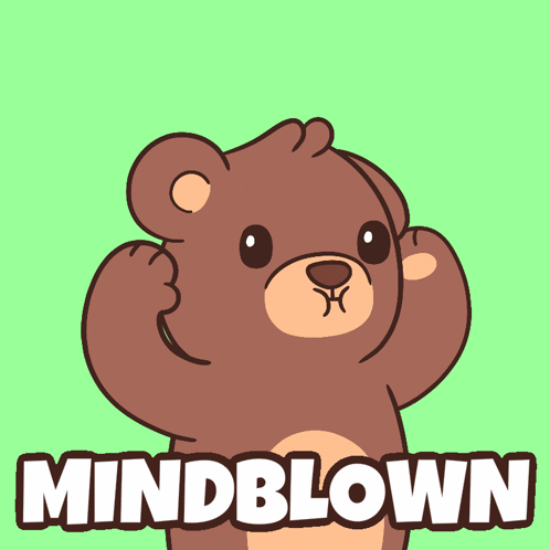 A Teddy Bear With Smoke Coming Out Of It 'S Head And The Words Mindblown Below It GIF