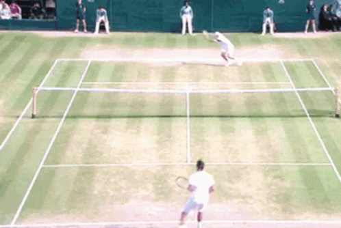 a tennis match is being played on a court