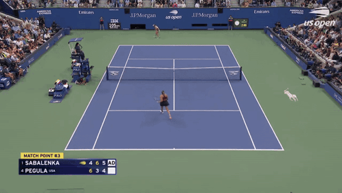 a tennis match is being played on a court sponsored by jpmorgan