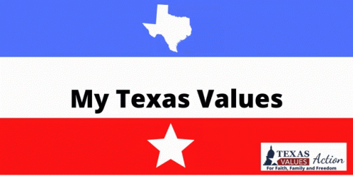 a texas flag with the words my texas values below it