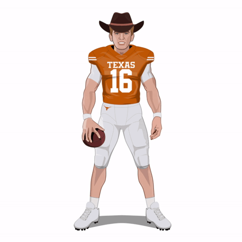 a texas football player wearing a cowboy hat is holding a ball