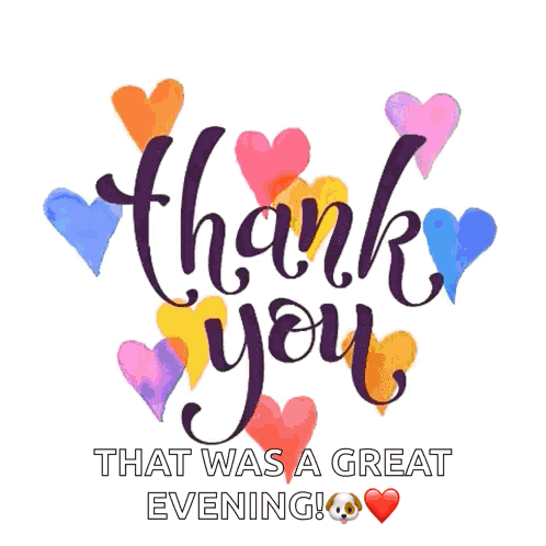 Thank You Card Great Evening With Hearts GIF