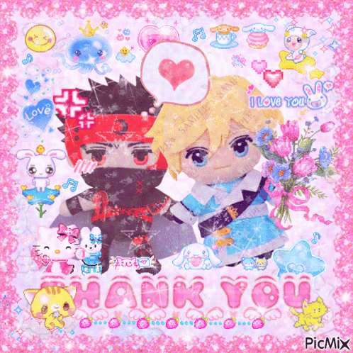 Thank You Card With Ninja And Princess GIF
