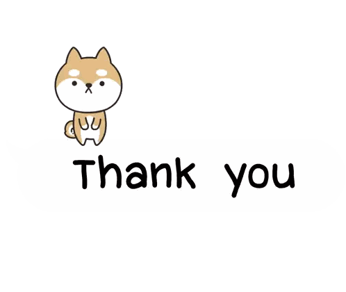 a thank you card with a shiba inu and the words thank you