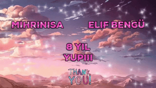 A Thank You Message Is Displayed In Front Of A Purple Sky GIF