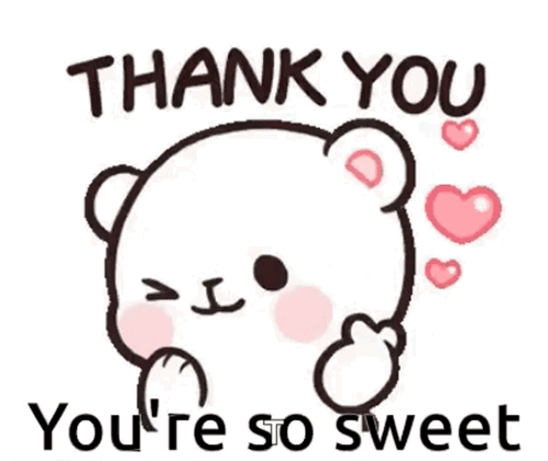 A Thank You Sticker With A Teddy Bear And Hearts . GIF
