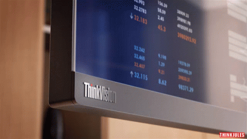 A Thinkvision Monitor Is Displaying A Financial Chart GIF