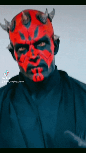 A Tiktok Video Of A Man Dressed As Darth Maul With Horns GIF