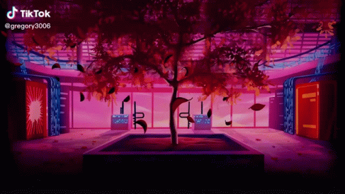 A Tiktok Video Of A Tree With Leaves Falling GIF