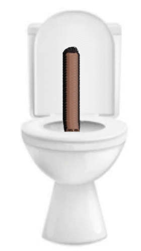 A Toilet With A Stick Sticking Out Of The Bowl . GIF